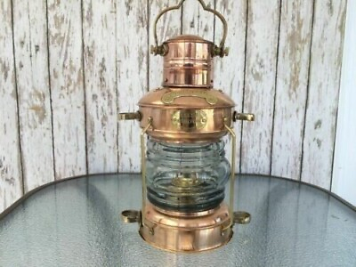 #ad 14quot; Nautical Brass amp; Copper Anchor Oil Lamp Maritime Ship Lantern Boat Light $79.90