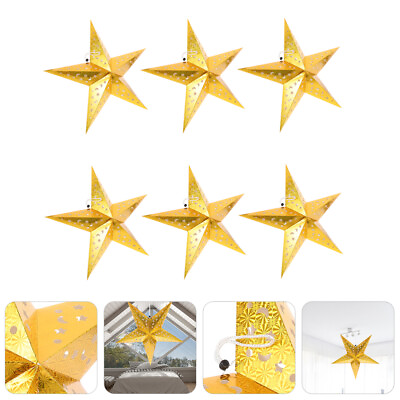 #ad Gold 5 Pointed Star Paper Lanterns for Christmas amp; Parties 6pcs 30cm $19.29
