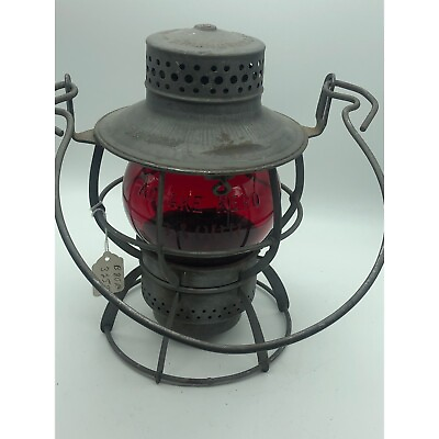 #ad Antique Dressel Arlington B amp; ORR etched Red Globe Railroad Lantern $299.99