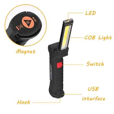 #ad New Portable COB LED Flashlight USB Rechargeable Work Light Magnetic Lanterna $20.99