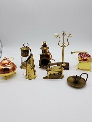 #ad Brass Ornaments Lantern Iron Pot Candle Vintage Set Of 8. B10 $29.99