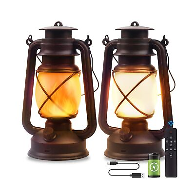 #ad Vintage Lantern LED Battery Powered Camping Lamp Outdoor Hanging Lantern Flic... $52.09