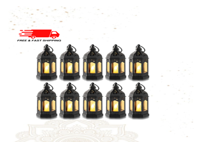 #ad Mini Lanterns Decorative for Centerpiece Hanging Small Black 10pcs $28.86