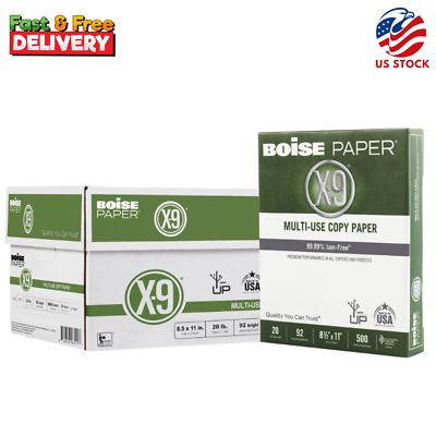 #ad Boise X 9 Multi Use Printer amp; Copy Paper White 8.5quot; x 11quot; 5000 Sheets10 Ream $38.99