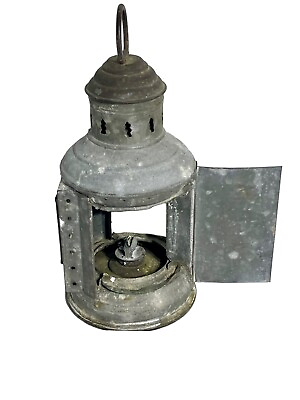 #ad Vintage Nautical Metal Lantern No Glass 11in Tall For Repair Kerosene $75.00