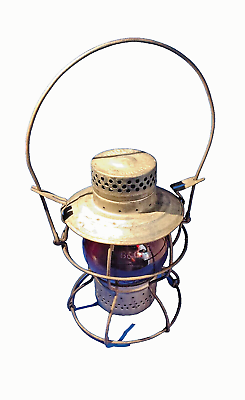 #ad Antique B amp; O RR Railroad Lantern w Red B amp; O Globe St Louis USA Handlan $165.00