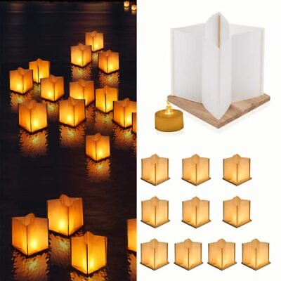#ad 10 Pack 6quot; Star Shaped Floating Lanterns with Waterproof Wooden Base Sets Pa... $57.91