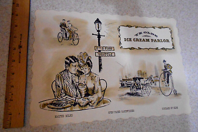 #ad #ad Vintage Ye Olde Ice Cream Parlor Seattle Paper Restaurant Placemat Mid Century $15.99