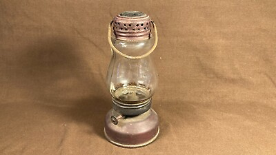 #ad #ad Antique Skater#x27;s Lantern Kerosene Oil Lamp Clear Glass Globe Unmarked $124.50