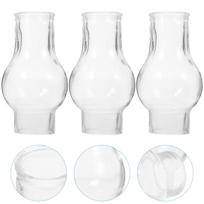 #ad Clear Glass Lamp Chimney for Antique Kerosene Lanterns 3pcs $16.62