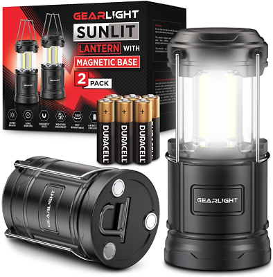 #ad Camping Lantern 2 Portable LED Battery Powered Lamp Lights Magnetic Base and $39.99