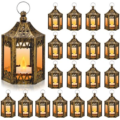 #ad 20 Pcs Vintage Lantern LED Candles Lantern Wedding Table Lanterns Decorative ... $49.34