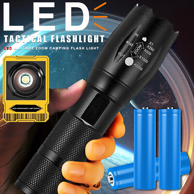 #ad Outdoor Camp Tactical Flashlight LED Flashlight 3.7V 2600mAh AA Li ion Batterys $21.99