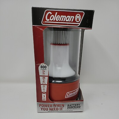 #ad COLEMAN 800 LUMENS LED LANTERN W BATTERY GUARD 3 LIGHT MODES RED NEW $18.99