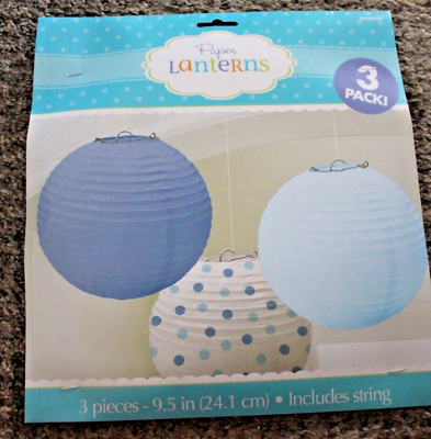 #ad Spring Blue Paper Lanterns Includes String 9.5 Inch 3 Pack Decor Party $7.85