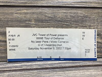 #ad Vintage Ticket Stub Tower Of Power WWE Tour of Defiance U of Illinois Nov 9 2002 $77.99