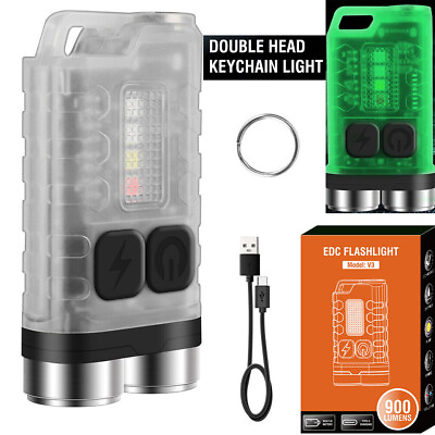 #ad 1000LM Mini Pocket Magnetic LED Flashlight 2 Heads Light Torch Rechargeable $16.99