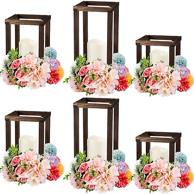 #ad Wooden Lantern with LED Candle Wedding Lantern Centerpieces Decorative Rustic... $24.71