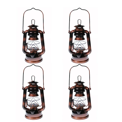 #ad #ad Lot of 4 Hurricane Kerosene Oil Lantern Emergency Hanging Light Lamp Brass $37.00
