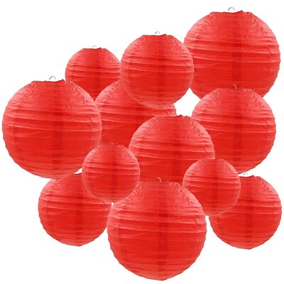 #ad Red Paper Lanterns 12 Pcs Assorted Size of 6quot; 8quot; 10quot; 12quot; Chinese Round Paper ... $29.98