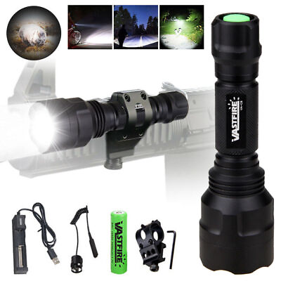 #ad 80000lm Tactical Gun Flashlight Picatinny Rail Mount Switch for Hunting Shooting $8.99