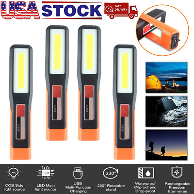 #ad 2 4 LED Magnetic Work Light Rechargeable Car Garage Inspection Lamp Hand Torch $19.99