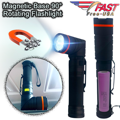 #ad 18650 Flashlight 90° Degree Magnetic Base Mechanic XM L LED Torch 1000 Lumens $32.78