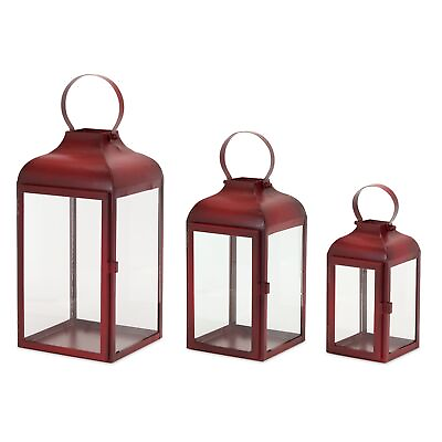 #ad #ad Lantern Set of 3 10quot;H 12.75quot;H 16quot;H Iron Glass $44.35
