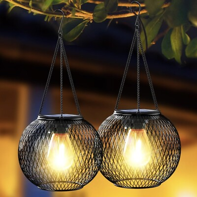 #ad #ad 2 Pack Solar Lanterns Outdoor Hanging Solar Lights Decoration with Waterproof $24.99