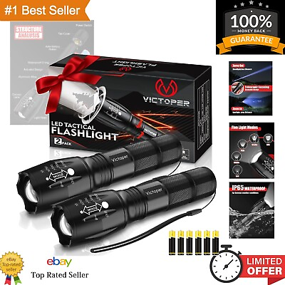 #ad Bright 2000 Lumens Tactical Flashlights Waterproof Zoomable Outdoor Flashlight $20.99
