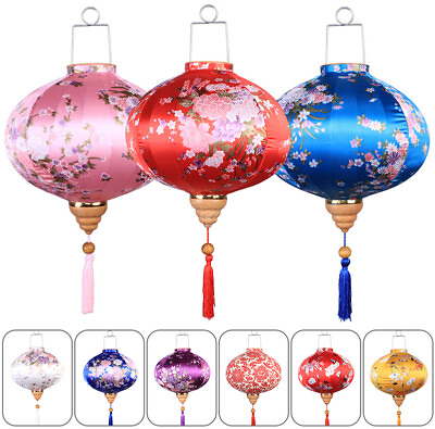 #ad 14 in Ancient Chinese Style Retro Silk Lantern Printing Spring Festival Decor $23.07