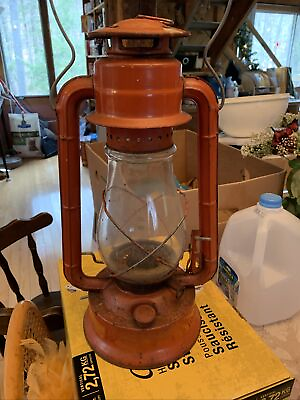 #ad Rare Dietz Antique Crescent W.F.S NO.129 Red Lantern With Clear Globe Mint $75.00