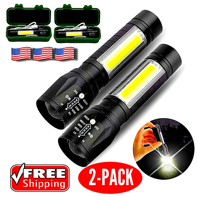 #ad 1 2 High Power Military Tactical Rechargeable LED Flashlight With Lamp and Box $13.97