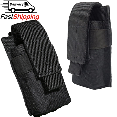 #ad US Tactical Molle Flashlight Pouch Holster Utility Tools Pouch Adjustable Holder $9.99