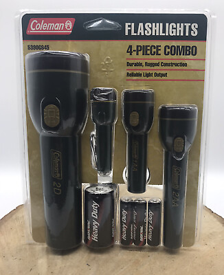 #ad Coleman 4 Piece Flashlight Combo Pack 5390G845 Batteries Included $23.95
