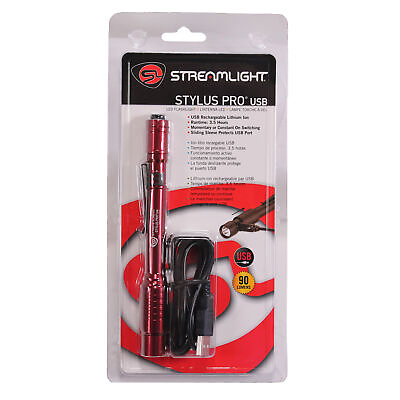 #ad Streamlight 66137 Stylus Pro Flashlight USB with USB Cord amp; Nylon Holster Red $55.64