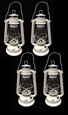 #ad Lot of 4 12 Inch White Hurricane Kerosene Lantern Light Table Decorative Lamp $31.34