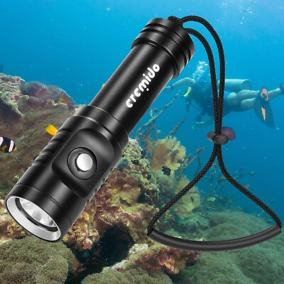 #ad eremido Scuba Diving Flashlight Rechargeable Battery 1000 Lumens Deep Sea ... $51.99