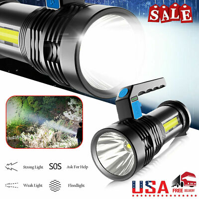 #ad Brightest Handheld Rechargeable LED Torch Spotlight 4 Modes Military Flashlight $8.79