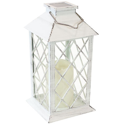 #ad Concord Outdoor Solar Candle Lantern 11 in White by Sunnydaze $30.95