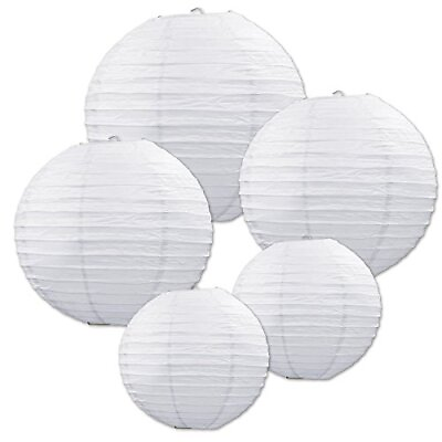 #ad Beistle White Paper Lantern Assortment Assorted Sizes 5 Paper Lanterns In $16.89