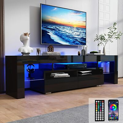 #ad 71in High Gloss TV Entertainment Center Modern LED TV Stand for 75 80 inch TV $174.17