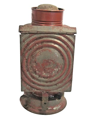 #ad Rare Antique RED Jeff Brass Works Dark Room Light Oil or Kerosene Lantern #CC $45.00