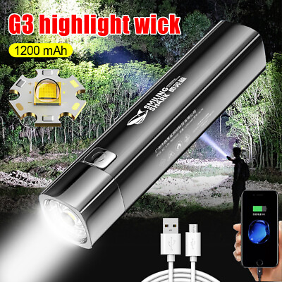 #ad USB Rechargeable Flashlight LED Strong Lamp Camping Light Portable Power Bank $7.99