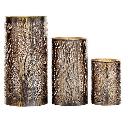 #ad 3 Holder Bronze Metal Tree Decorative Candle Lantern Set of 3 $27.92