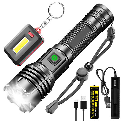 #ad LED Flashlight Rechargeable Tactical Super Bright 2000000LM Police Torch USB $25.99