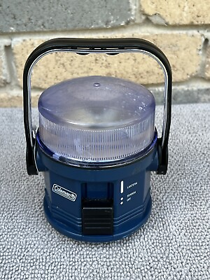 #ad Coleman Vintage Handheld Flashlight Lamp Blue Clear Black Handle Working F47 $65.00