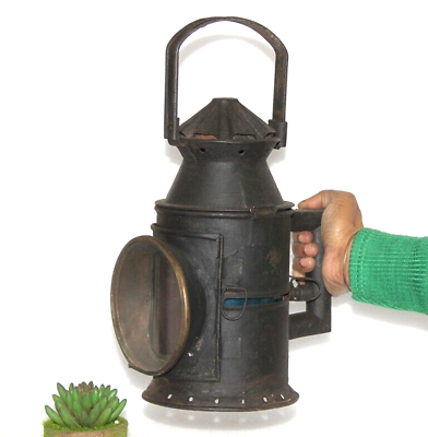 #ad #ad Vintage Railroad Blue Red Railway Light Signal Globe Iron Kerosene Lamp Lantern $224.10