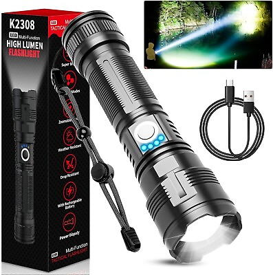 #ad Rechargeable Tactical Flashlights High Lumens100000 Lumens Super Bright LED $31.95