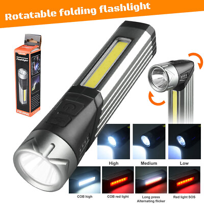 #ad Magnetic Rechargeable COB LED Bright Work Light Flashlight Rotating Torch Lamp $13.99